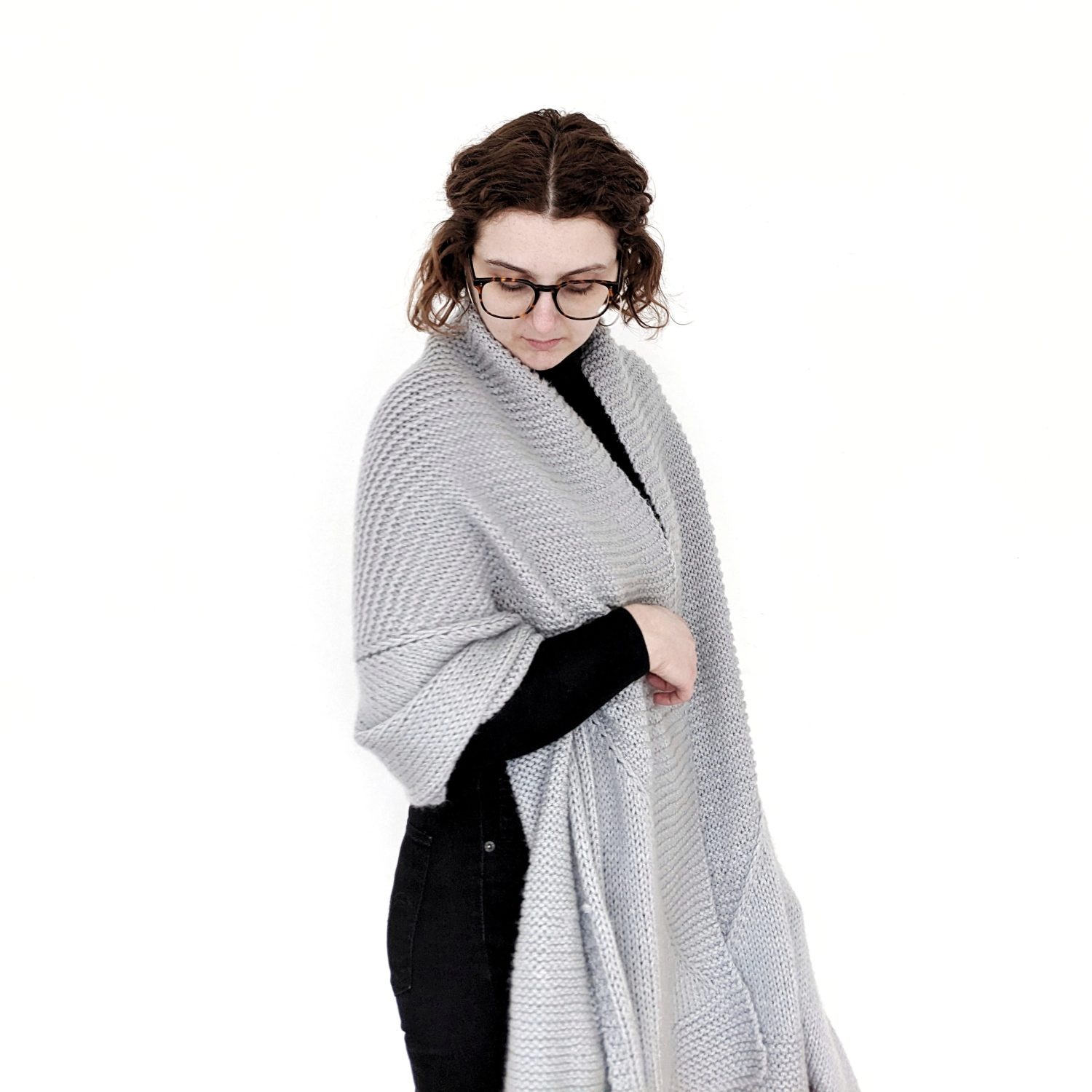 WORK FROM HOME BLANKET SCARF KNITTING PATTERN by KNITS PLEASE Knits